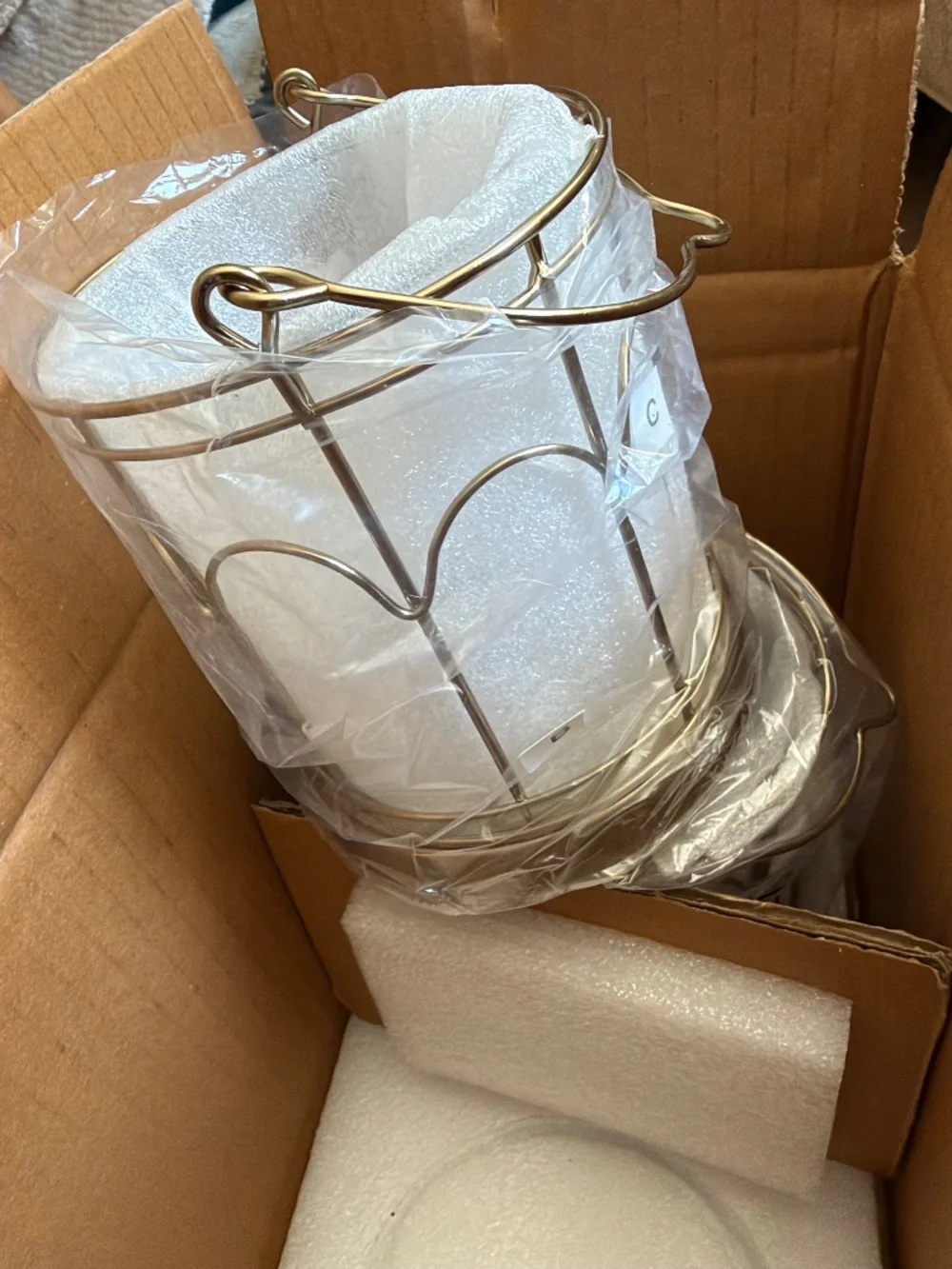 NIB Hearth & Hand Magnolia 2ct Outdoor Stake Candle Lanterns Brass